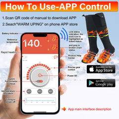 TLXLT heated socks app control interface showing settings