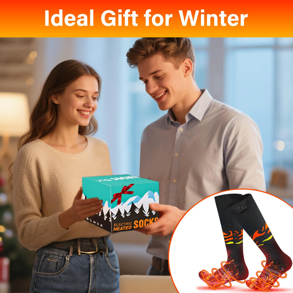 TLXLT heated socks package contents including batteries and charger