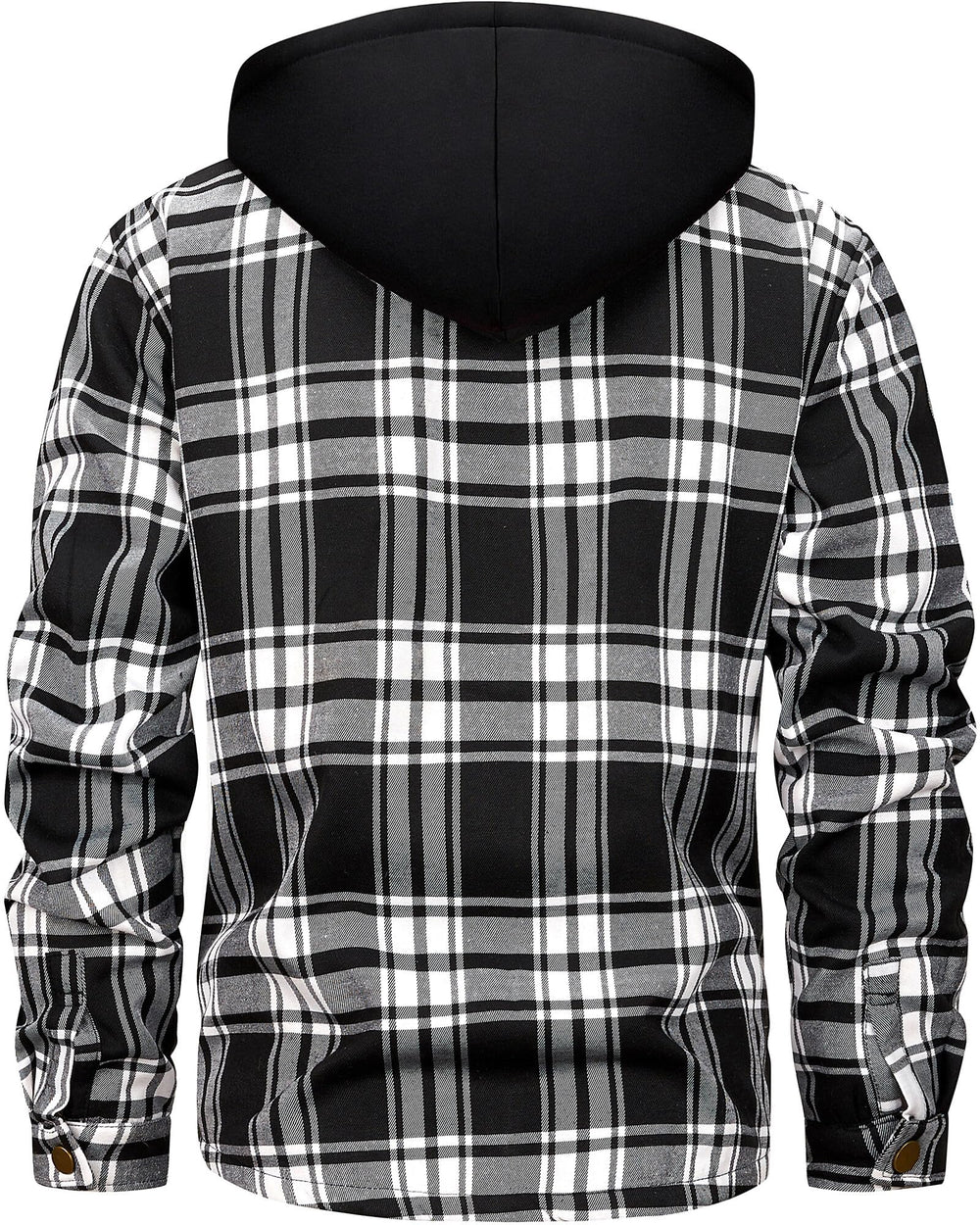 TMYAH sherpa-lined hooded shirt closeup reveals soft warmth around collar.