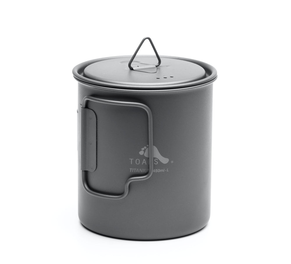 TOAKS LIGHT Titanium 450ml Cup with Lid folding handles for compact packing