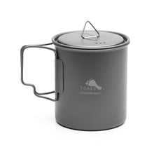 TOAKS LIGHT Titanium 450ml Cup with Lid front view, ultralight travel companion