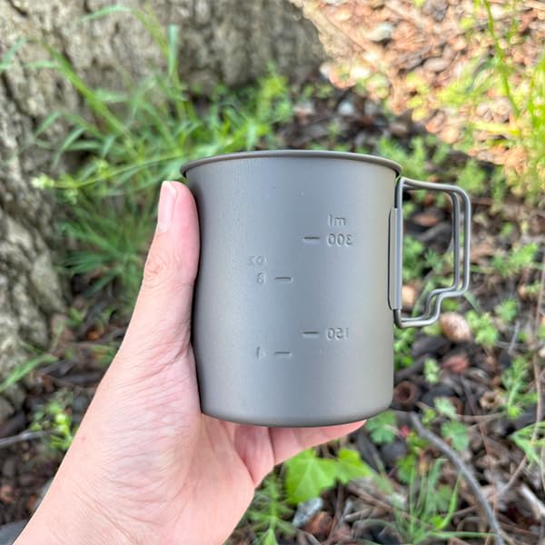 TOAKS LIGHT Titanium 450ml Cup with Lid mesh sack included for organized packing