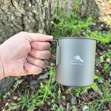 TOAKS LIGHT Titanium 450ml Cup with Lid includes packable design for easy carry