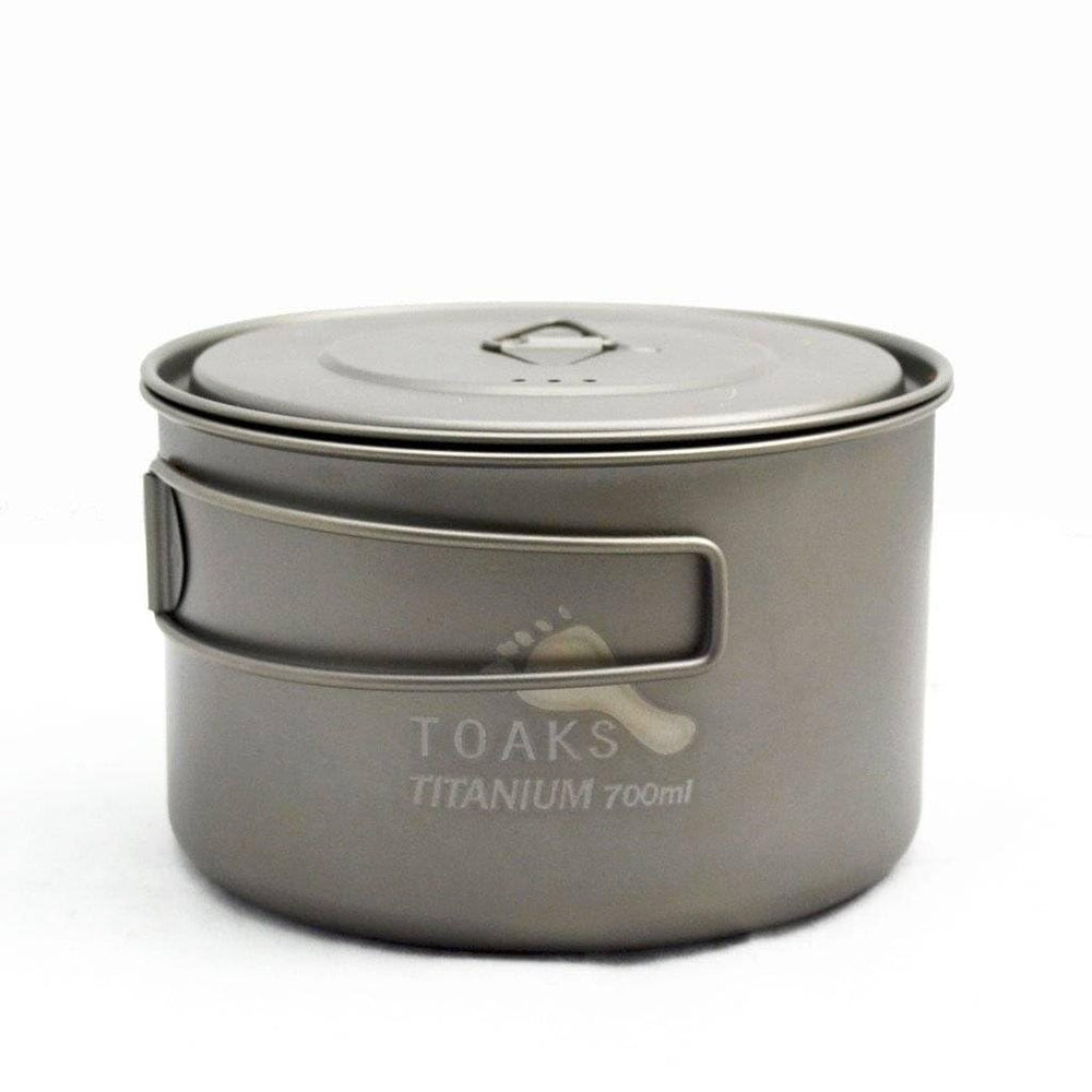 TOAKS Light Titanium 700ml Pot showing compact backpacking design