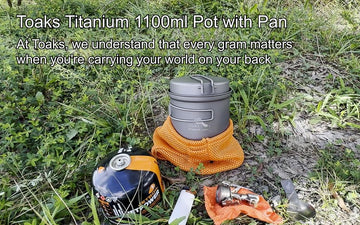 TOAKS Titanium 1100ml pot nesting compatibility shows versatile gear harmony for camp systems.