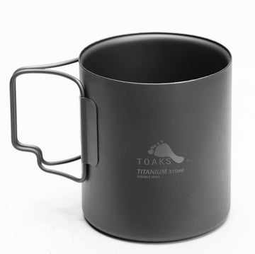 TOAKS titanium 370ml cup front view, ultralight for backpacking