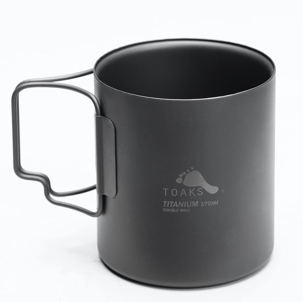 TOAKS titanium 370ml cup front view, ultralight for backpacking