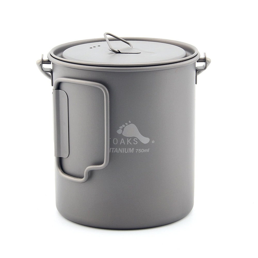 TOAKS titanium 750ml pot nestled with TOAKS cups for compact kit