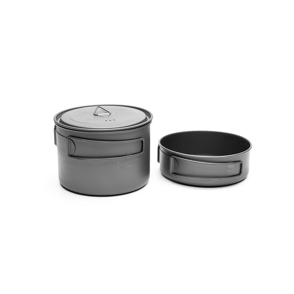 TOAKS titanium compact cookset shows seamless nesting to save pack space