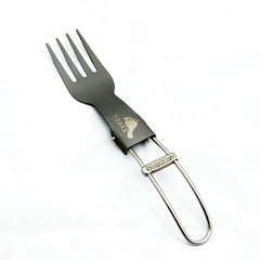 TOAKS titanium folding fork open for backcountry meals, ultralight.