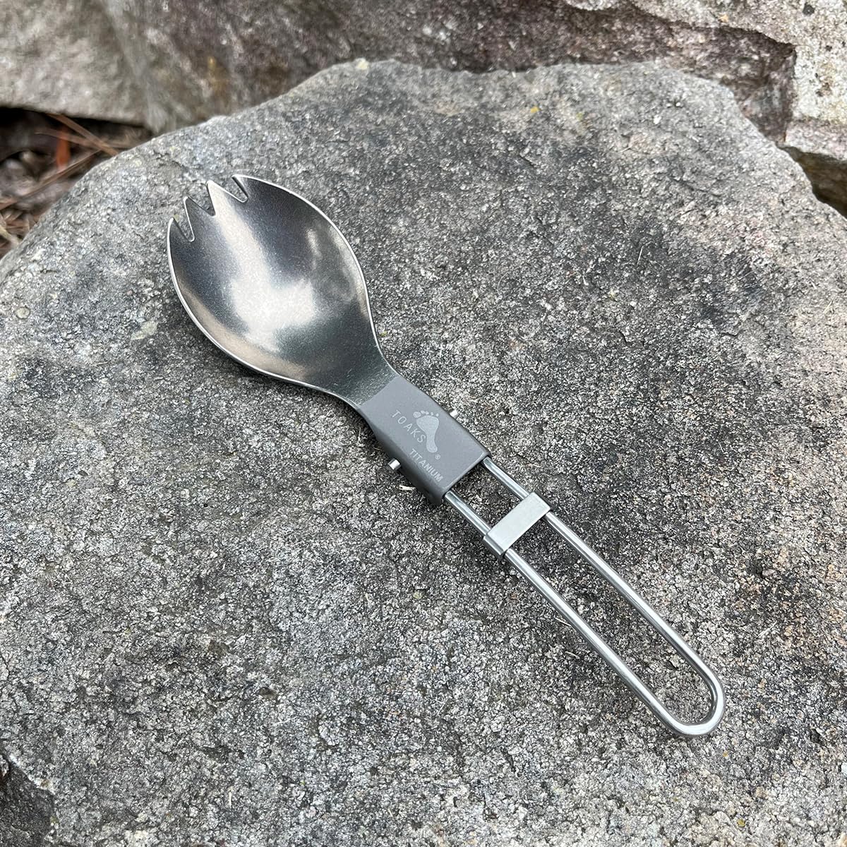 TOAKS titanium folding-spork-small, stainless steel handle for secure grip