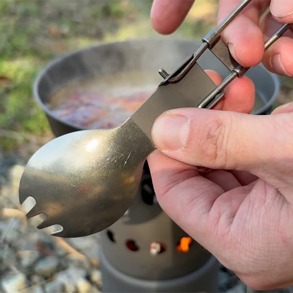 TOAKS titanium folding-spork-small, 6-inch unfolded length for versatile dining