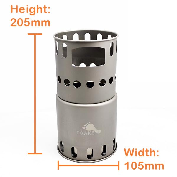 TOAKS Titanium Large Stove packable size at 105mm diameter makes trail setup simple