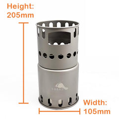 TOAKS Titanium Large Stove packable size at 105mm diameter makes trail setup simple