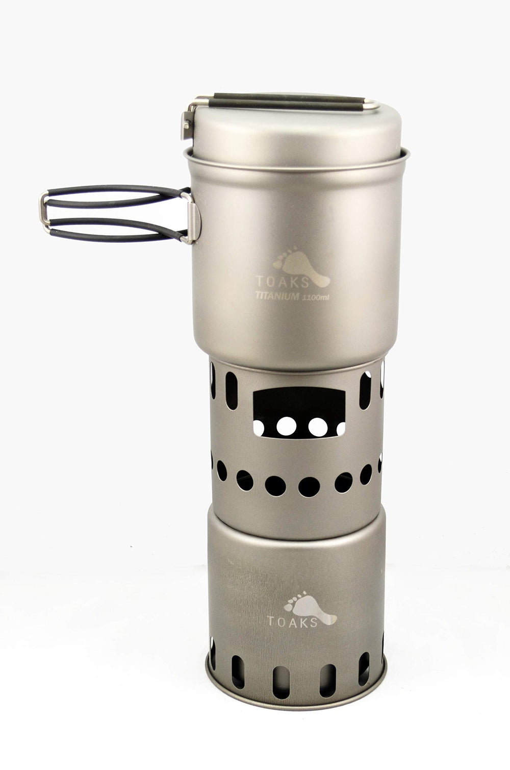 TOAKS Titanium Large Stove secondary vent improves efficiency and cleaner burn