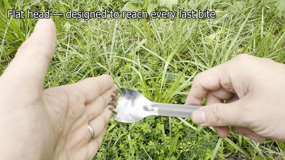 TOAKS titanium long-handle spork matte-finish grips securely on hikes