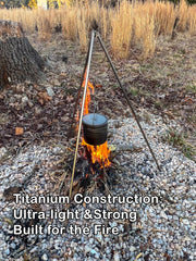 TOAKS titanium portable tripod collapsible design for easy backpack packing.