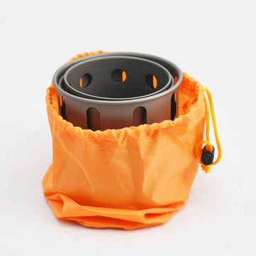 TOAKS Titanium Small Collapsible Stove campsite view with fast setup