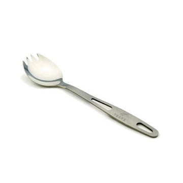 TOAKS titanium spork with matte handle and polished bowl for ultralight outdoor dining