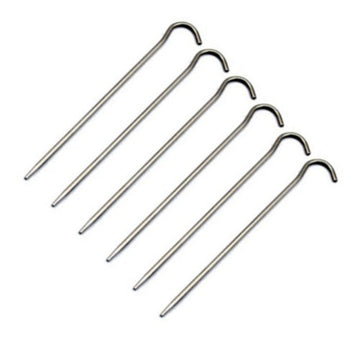 TOAKS titanium tent stakes shepherds hook offer secure anchoring on tough soils.
