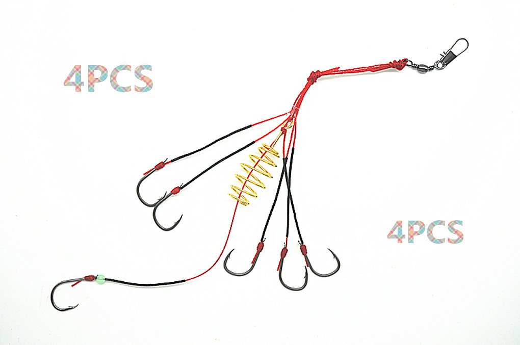 Toasis carp fishing feeder rig powder bait trap hooks – pack of 4 (red) front view