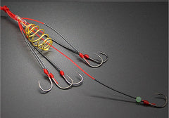 Close-up of six Iseama #12 hooks per piece (approx USA #2) on one set