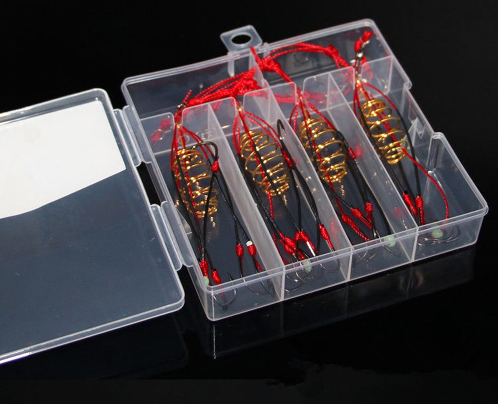 Red powder bait trap hooks packaged in a 4-pack