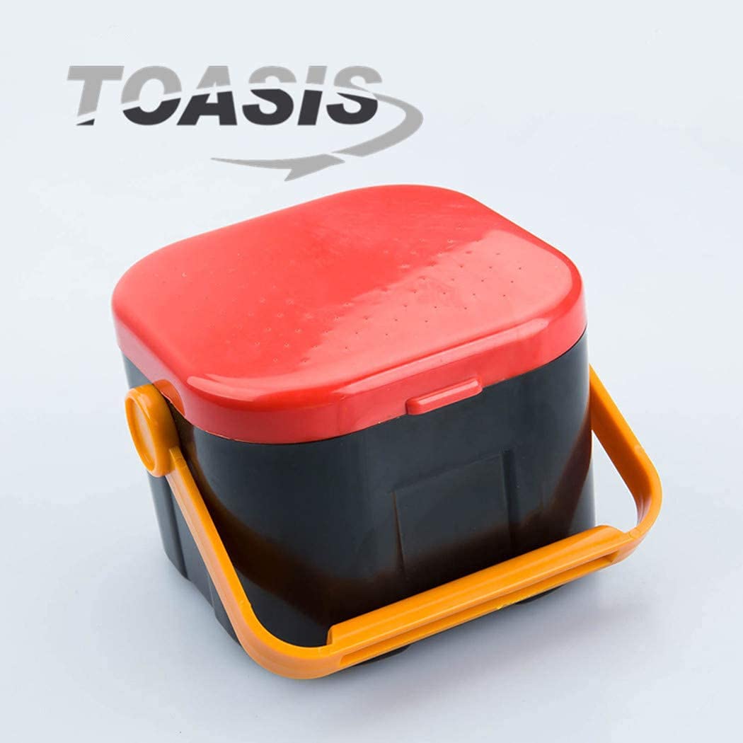 Angler using live bait box to keep bait cool