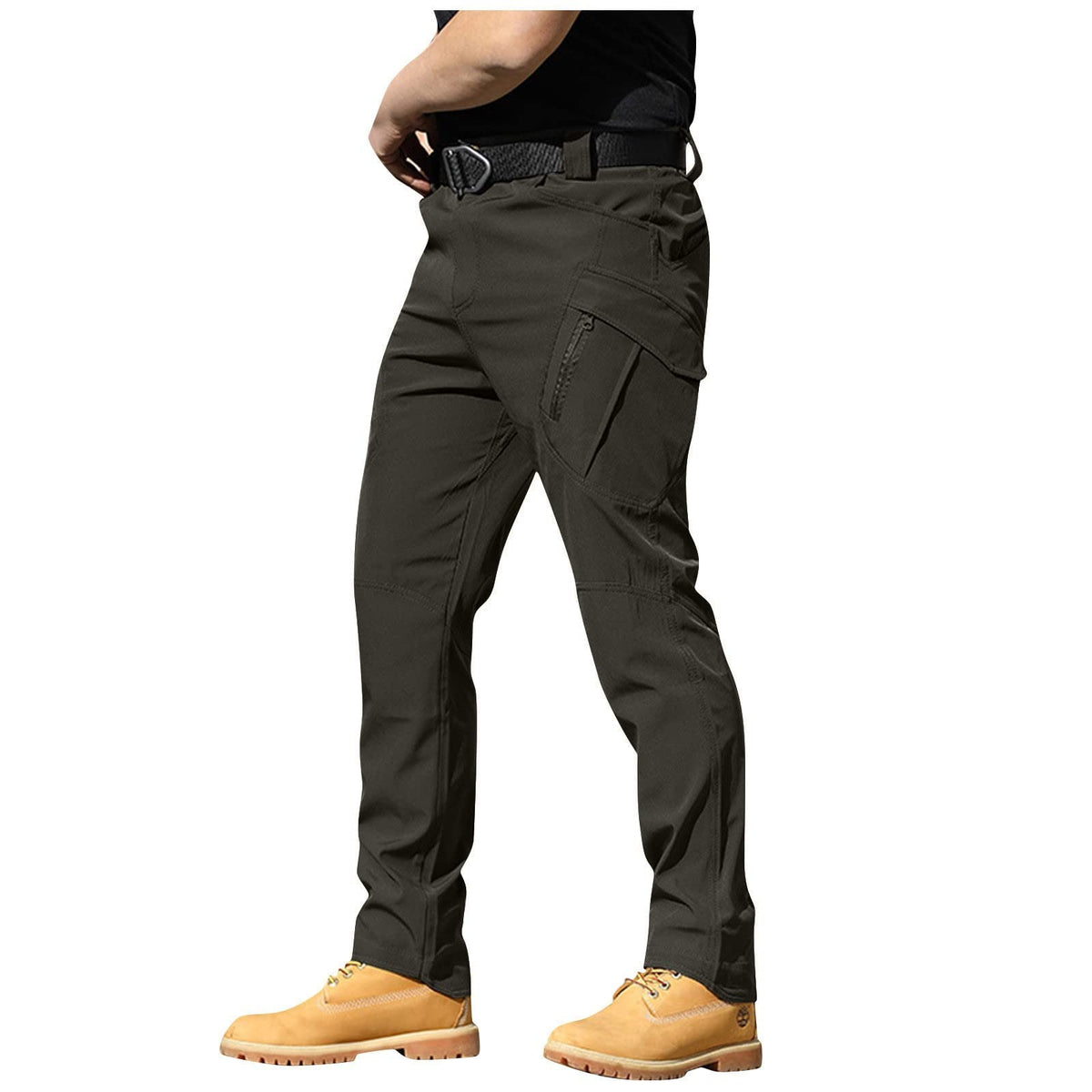 Tobchonp baggy camo pants front view with roomy cargo pockets.