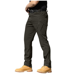 Tobchonp baggy camo pants front view with roomy cargo pockets.
