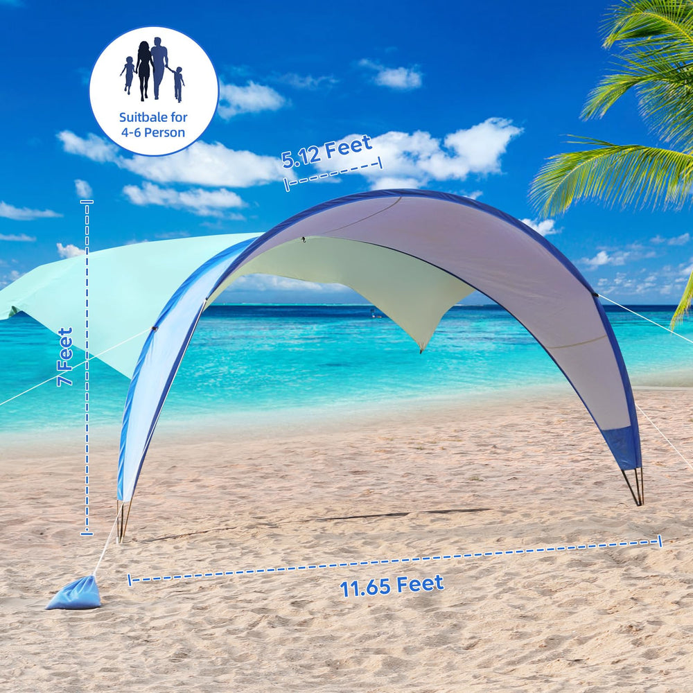 TOBTOS Beach Tent sandbags ground pegs secure stability on windy shores.