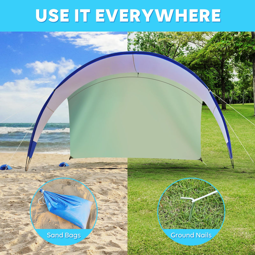 TOBTOS Beach Tent UV-protective fabric blocks heat and 98% UV rays.