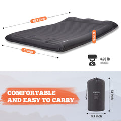 TOBTOS double sleeping pad foot pump action inflates quickly for effortless setup