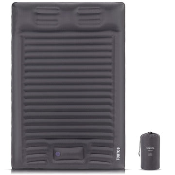 TOBTOS double sleeping pad fully inflated for two-person comfort on rugged ground