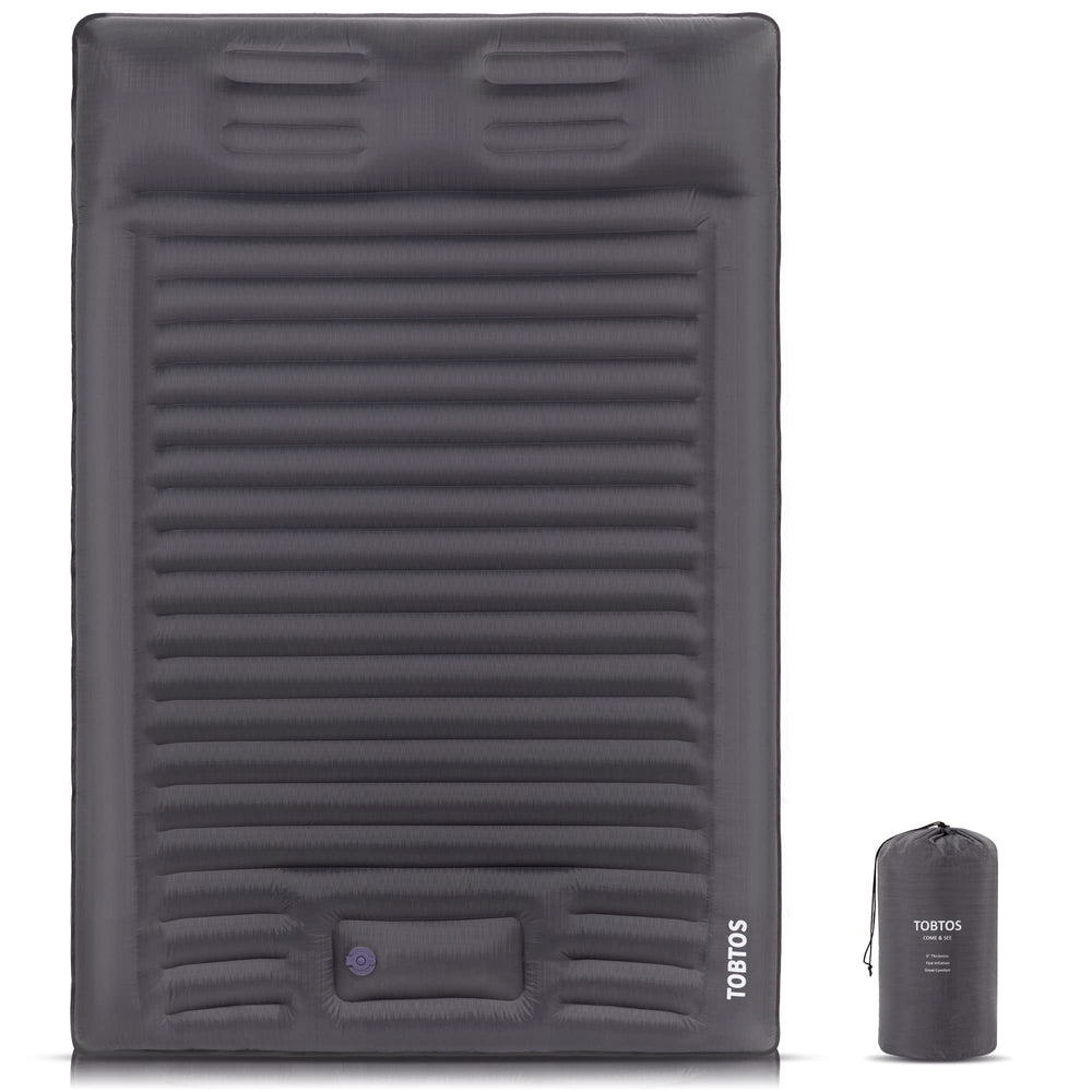 TOBTOS double sleeping pad fully inflated for two-person comfort on rugged ground