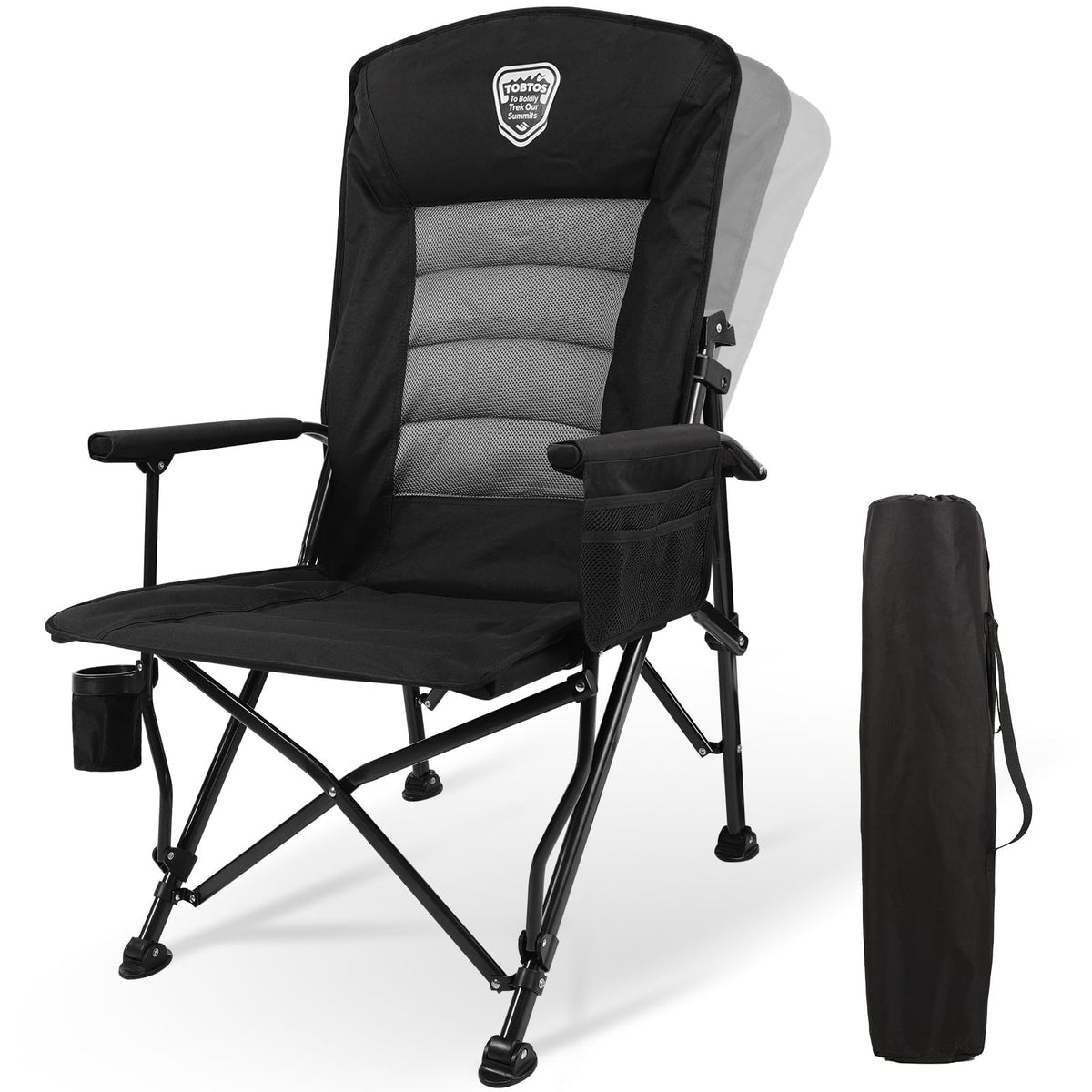 TOBTOS oversized camping chair backrest adjustable for customizable support.