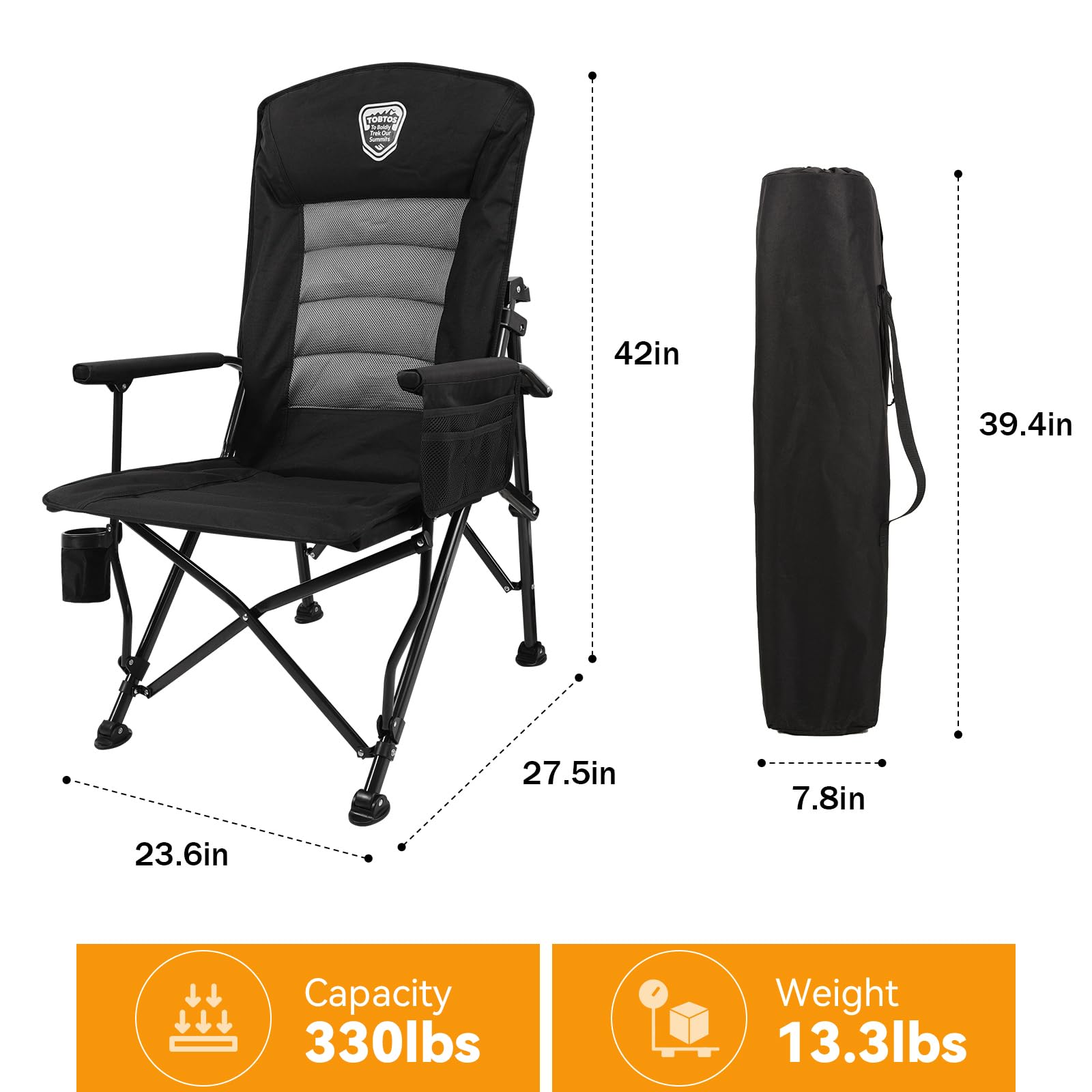 TOBTOS folding design image highlights portability and quick setup.