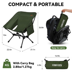TOBTOS portable camping chair side pockets provide convenient storage within reach during camping.