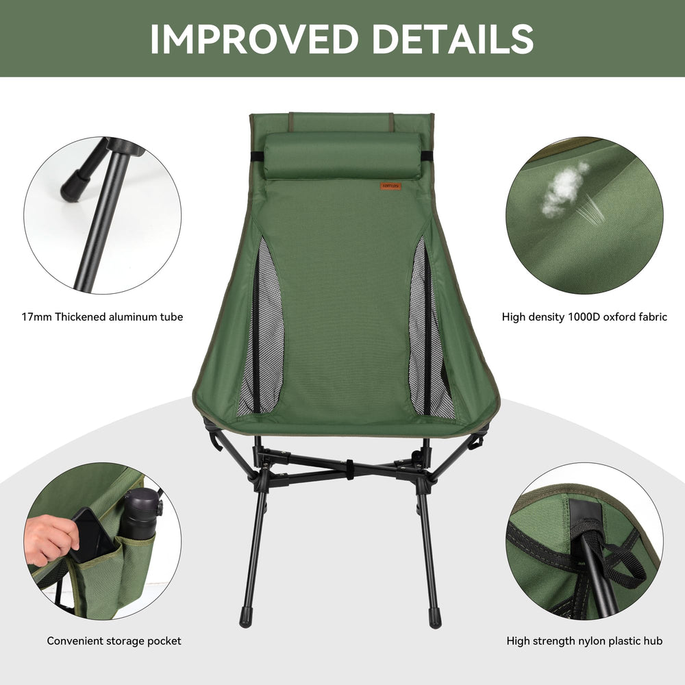 TOBTOS compact-folded chair demonstrates portable travel size.