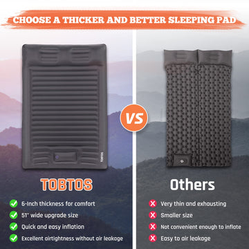 TOBTOS sleeping pad at a campsite showing its portability and size