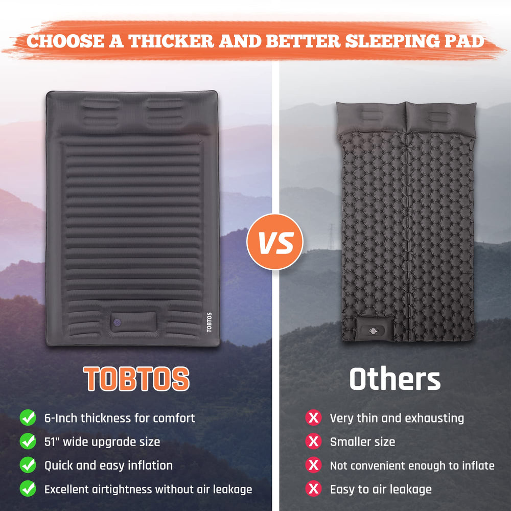 TOBTOS sleeping pad at a campsite showing its portability and size