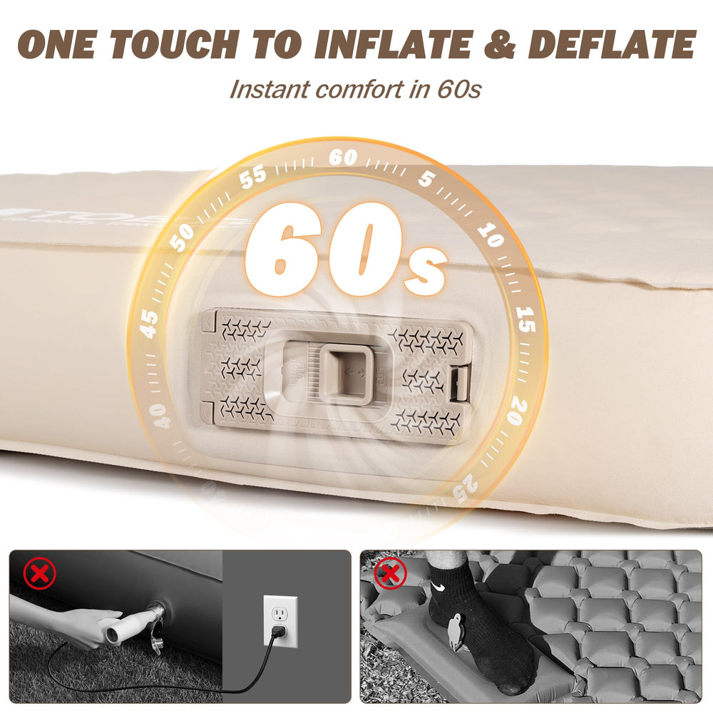 TOBTOS thick foam sleeping pad showing 4-inch support for camping comfort