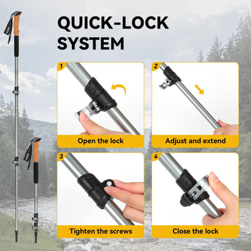TOBTOS tungsten-tip poles with interchangeable baskets grip mud and snow.