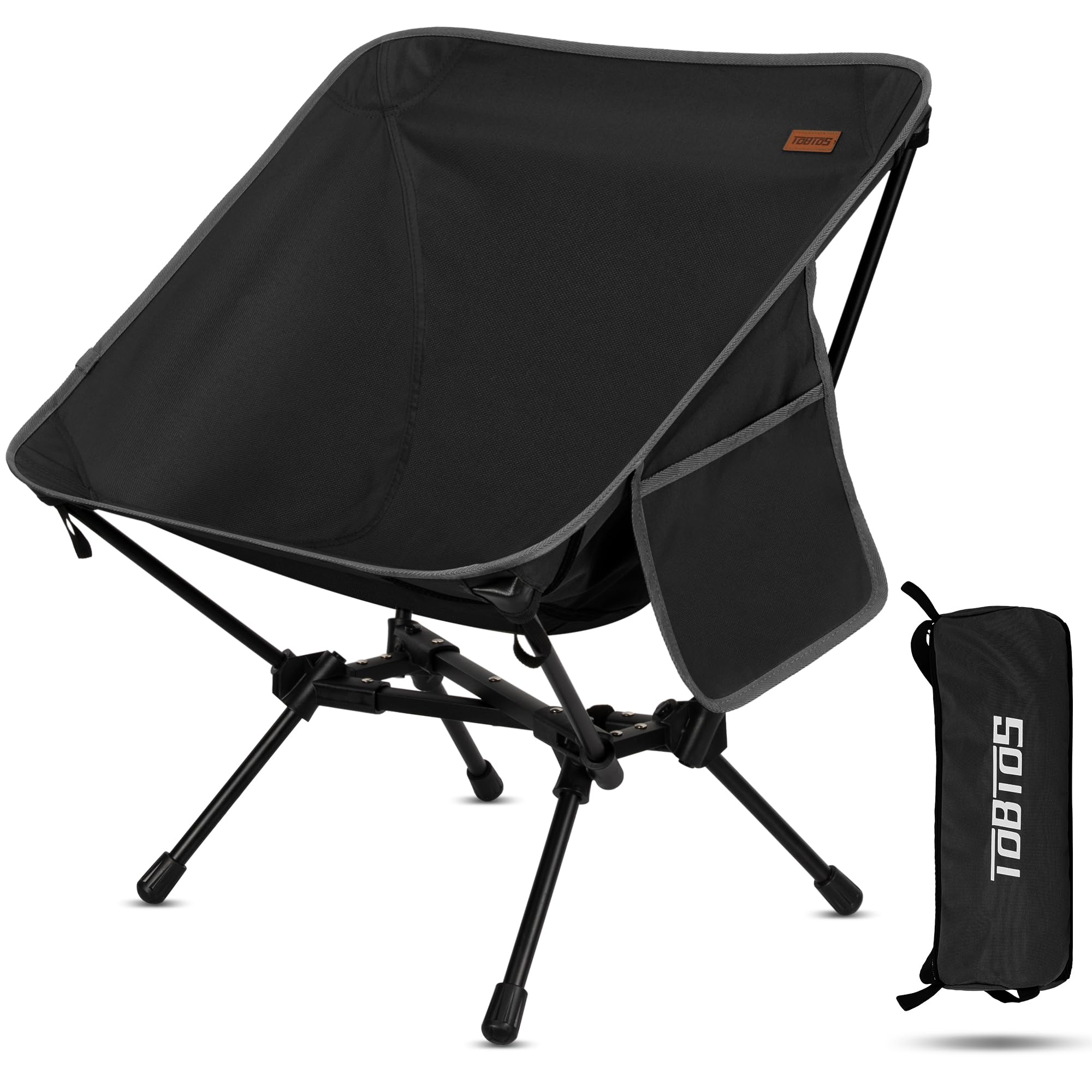 TOBTOS Ultralight Camping Chair folded view illustrating compact portability for travel.