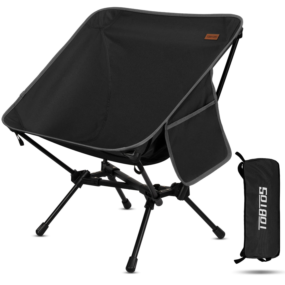 TOBTOS Ultralight Camping Chair folded view illustrating compact portability for travel.