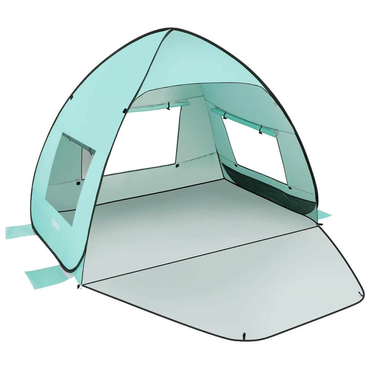 TOBTOS mint green UPF 50+ pop-up beach tent ready for instant shade.