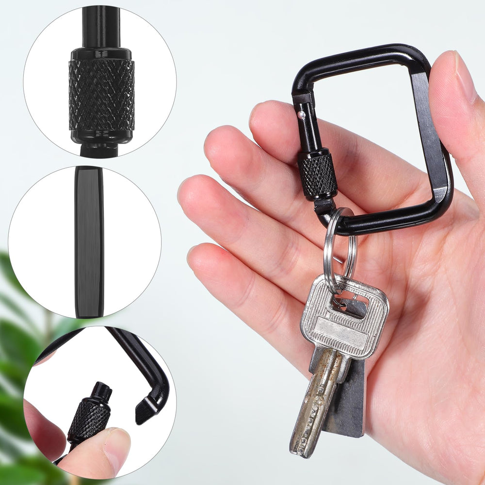 Toddmomy black square carabiner offers durable outdoor use.