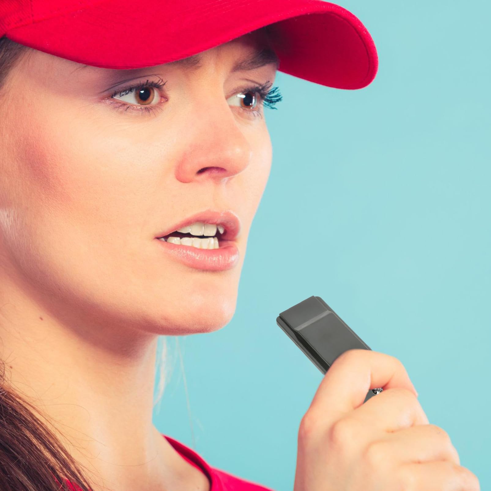 Toddmomy compact whistle attached to a keychain for easy access