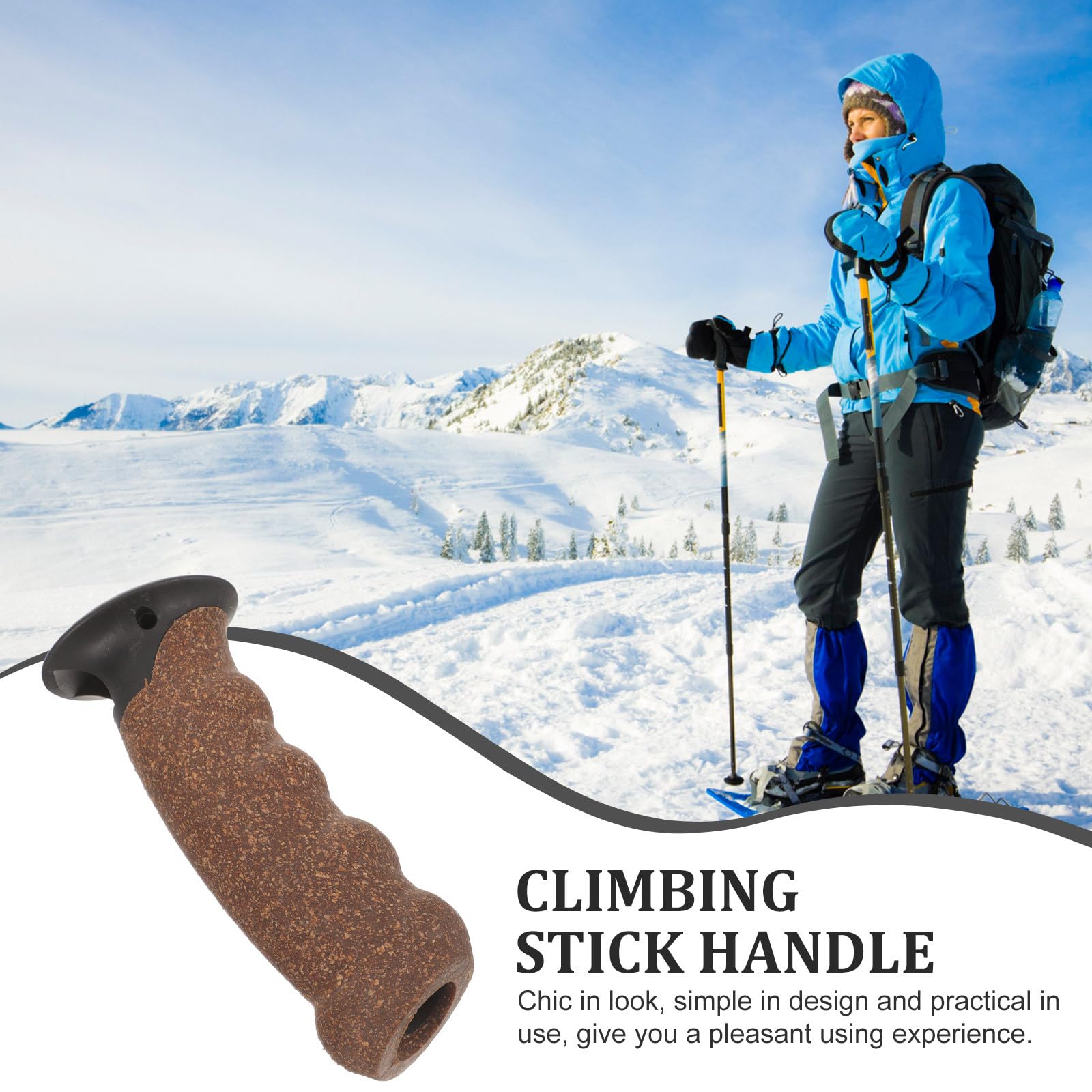 Toddmomy cork walking stick handle provides dependable grip in wet or dry conditions