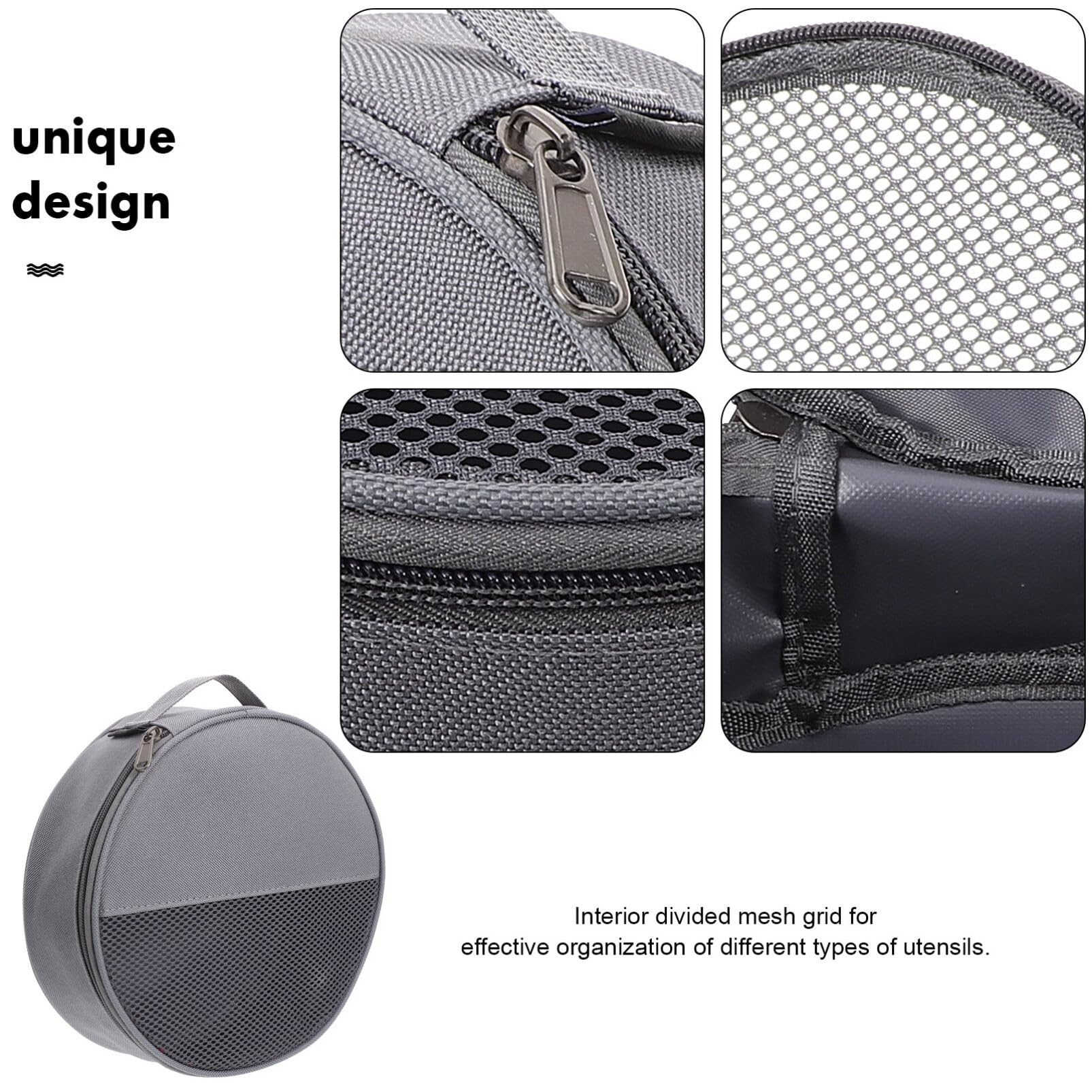 Toddmomy round mesh bag interior view illustrating spacious single-cabin for bowls and utensils